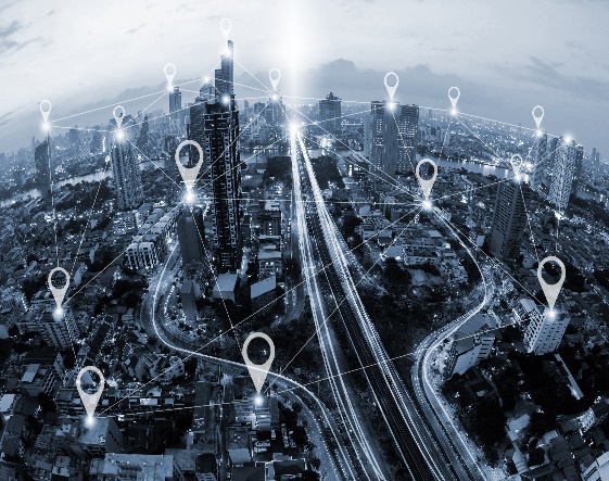 Connected city network representing IoT applications