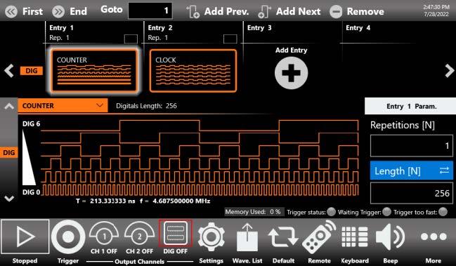 TrueArb digital pattern sequencer interface
