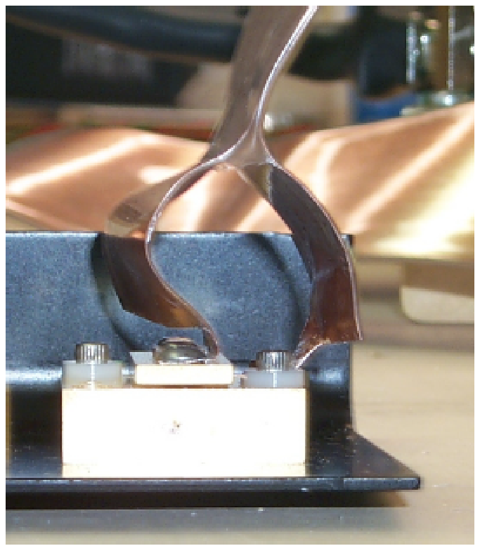 Stripline connection to the laser diode, with conductors intentionally separated to show the connections