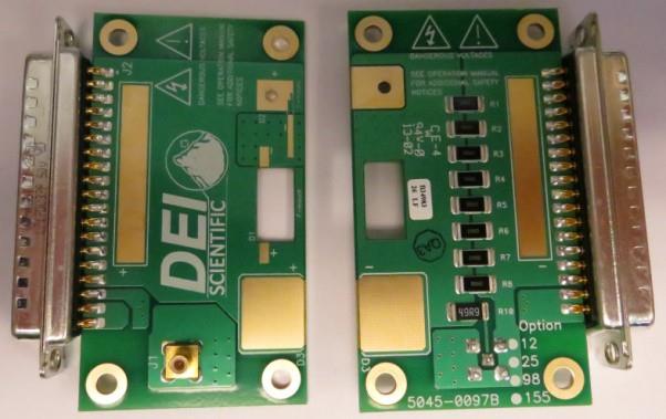 Berkeley Nucleonics PCX-7401 laser output PCBA, top and bottom views