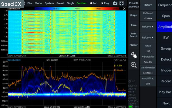 Real-Time Spectrum Analysis mode in SpecICX-gen3