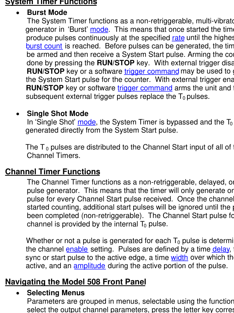 System and channel timer concept diagram