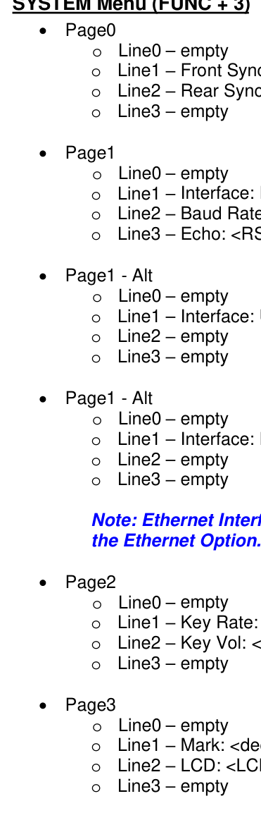 Channel test menu structure