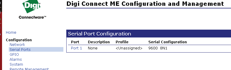 Change Serial Port Profile.