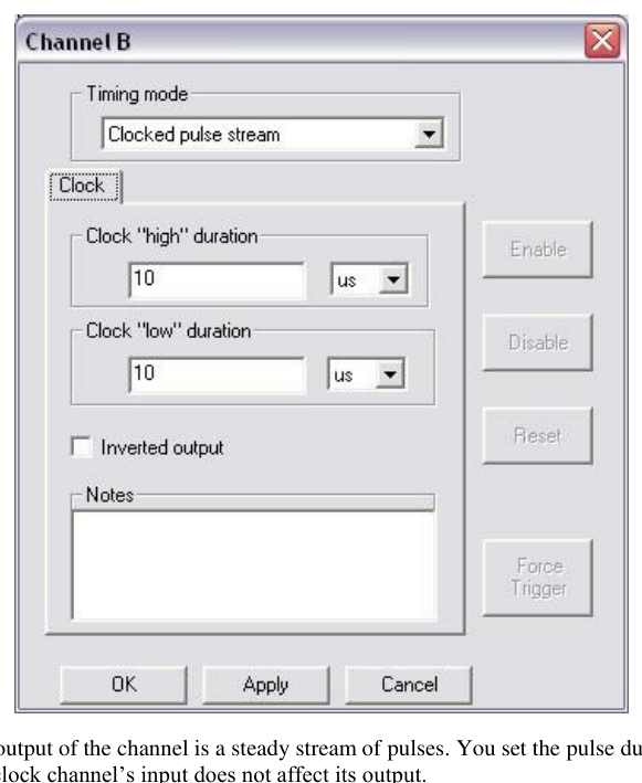 Passive mode (Output = Input) properties tab