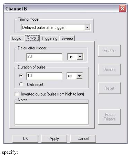 Clocked Pulse Stream mode properties tab with clock high and low duration