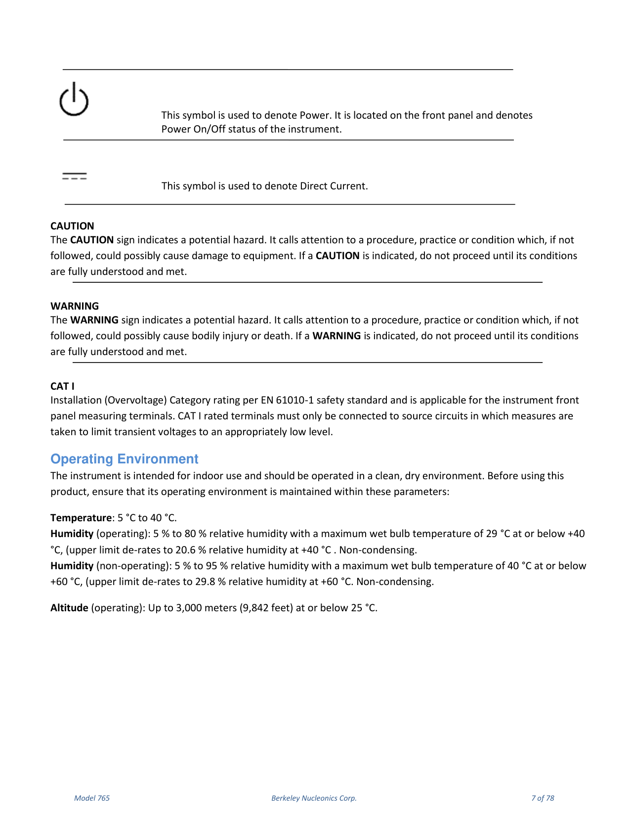 Model 765 user manual page 7