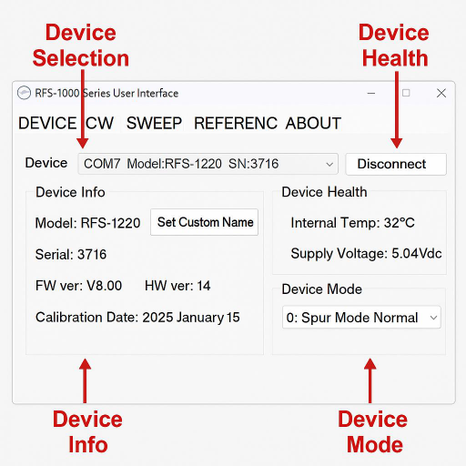 RFS-1000 Series User Interface DEVICE tab
