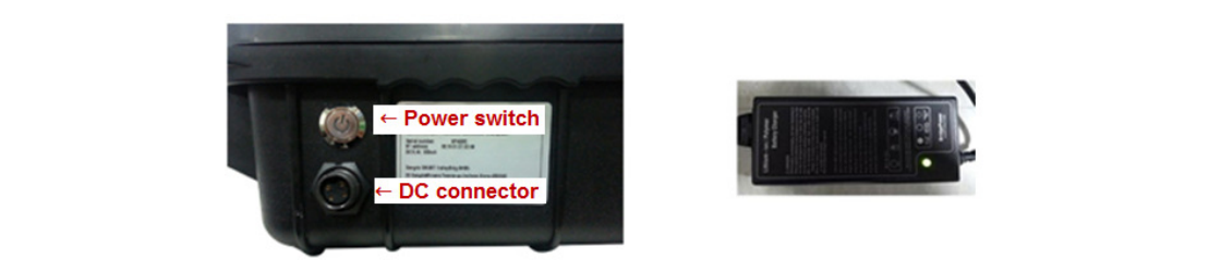 Figure 3.2. Detector unit (side view) and AC adapter/charger