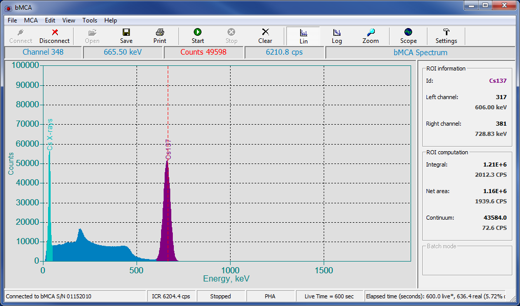 bMCA-USB software interface screenshot